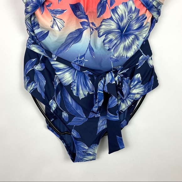 La Blanca Ombré Draped High Neck One Piece - Picture 4 of 12